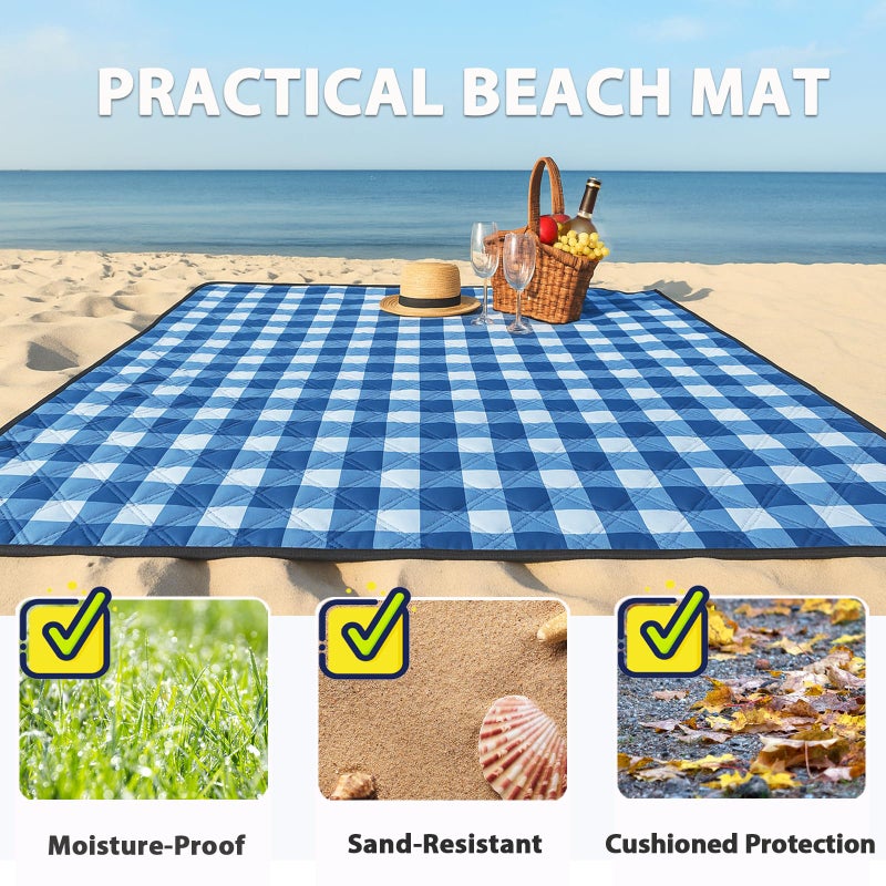 TigeJoy Extra Large Picnic Blanket Waterproof Foldable 80''x80''  Outdoor Picnic Mat Beach Blanket Sandproof for Park  Grass  Travel  Hiking  Camping Essentials  Gingham Picnic Blanket - Image 5